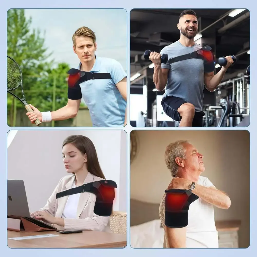 Heated Shoulder Pad, Cordless Shoulder Brace for Rotator Cuff Pain, 3 Heat